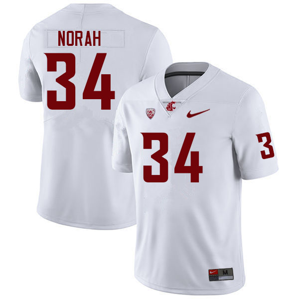 Men #34 Cole Norah Washington State Cougars College Football Jerseys Sale-White